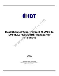 IDT5V5218PGGI8 Datasheet Cover