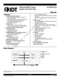 IDT79RC32V134-DS Datasheet Cover