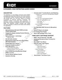 IDT92HD202XX5PRGXA6X8 Datasheet Cover