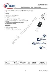 IGA30N60H3XKSA1 Datasheet Page 2