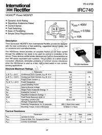 IRC740PBF Datasheet Cover