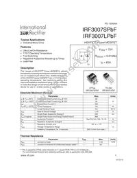 IRF3007SPBF Datasheet Cover