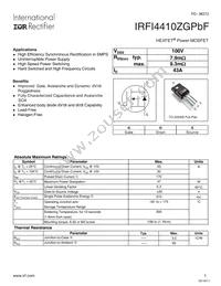 IRFI4410ZGPBF Datasheet Cover