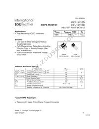 IRFR13N15DTRR Datasheet Cover