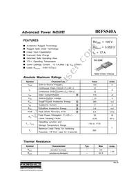 IRFS540A Datasheet Cover