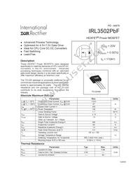 IRL3502PBF Datasheet Cover