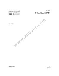IRLI2203NPBF Datasheet Cover