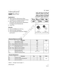 IRLR7821CTRRPBF Datasheet Cover