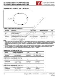 IS61NLP25636B-200B3LI Datasheet Page 12