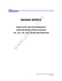 ISD4002-120EIR Datasheet Cover