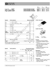 IXGH20N60A Datasheet Cover