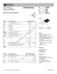 IXSH35N140A Datasheet Cover