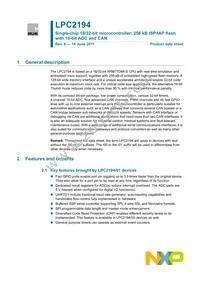 LPC2194HBD64 Datasheet Cover