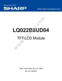 LQ022B8UD04 Datasheet Cover