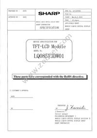 LQ085Y3DW01 Datasheet Cover