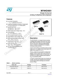 M74HC4051TTR Datasheet Cover