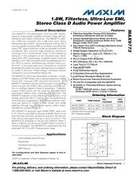 MAX9773EBP+TG45 Datasheet Cover