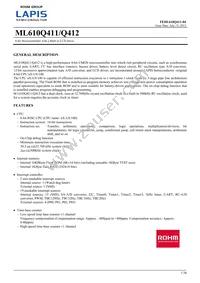 ML610Q412P-NNNTB03A7 Datasheet Cover