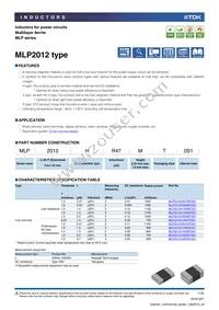 MLP2012V1R0TT Datasheet Cover