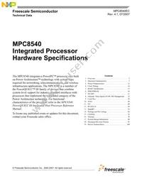 MPC8540CPX667JC Datasheet Cover