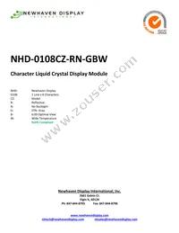 NHD-0108CZ-RN-GBW Datasheet Cover