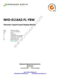 NHD-0116AZ-FL-YBW Datasheet Cover
