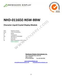 NHD-0116DZ-NSW-BBW Datasheet Cover