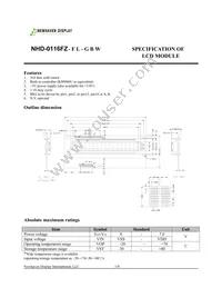 NHD-0116FZ-FL-GBW Datasheet Page 2