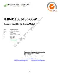 NHD-0116GZ-FSB-GBW Datasheet Cover