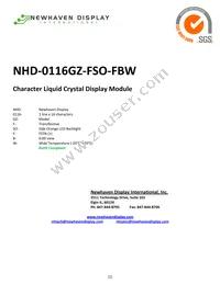 NHD-0116GZ-FSO-FBW Datasheet Cover