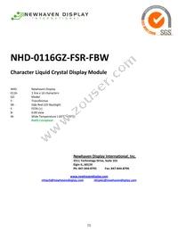NHD-0116GZ-FSR-FBW Datasheet Cover
