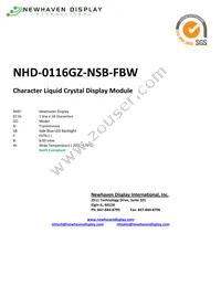 NHD-0116GZ-NSB-FBW Datasheet Cover