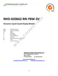 NHD-0208AZ-RN-YBW-3V Datasheet Cover