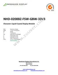 NHD-0208BZ-FSW-GBW-33V3 Datasheet Cover