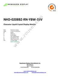 NHD-0208BZ-RN-YBW-33V Datasheet Cover