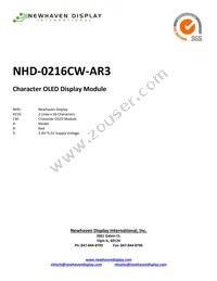 NHD-0216CW-AR3 Datasheet Cover