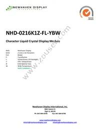 NHD-0216K1Z-FL-YBW Datasheet Cover