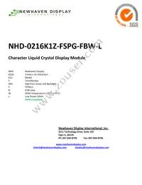 NHD-0216K1Z-FSPG-FBW-L Datasheet Cover