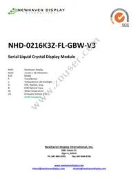 NHD-0216K3Z-FL-GBW-V3 Datasheet Cover