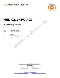 NHD-0216KZW-AG5 Datasheet Cover
