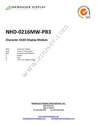 NHD-0216MW-PB3 Datasheet Cover