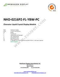 NHD-0216PZ-FL-YBW-PC Datasheet Cover