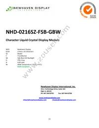 NHD-0216SZ-FSB-GBW Datasheet Cover