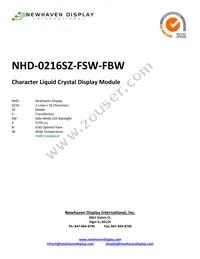 NHD-0216SZ-FSW-FBW Datasheet Cover