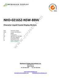 NHD-0216SZ-NSW-BBW Datasheet Cover