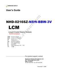 NHD-0216SZ-NSW-BBW-3V Datasheet Cover