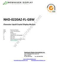 NHD-0220AZ-FL-GBW Datasheet Cover