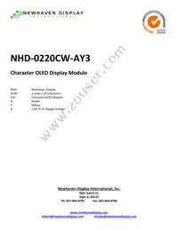 NHD-0220CW-AY3 Datasheet Cover