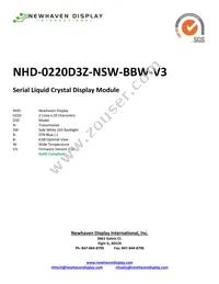NHD-0220D3Z-NSW-BBW-V3 Datasheet Cover