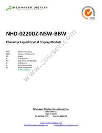NHD-0220DZ-NSW-BBW Datasheet Cover
